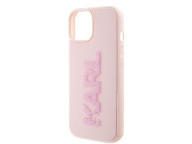 Karl Lagerfeld 3D Rubber Glitter Logo case for iPhone 15 Plus - pink Karl Lagerfeld 3D Rubber Glitter Logo case for iPhone 15 Plus - pink