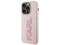 Karl Lagerfeld 3D Rubber Glitter Logo case for iPhone 15 Pro - pink
