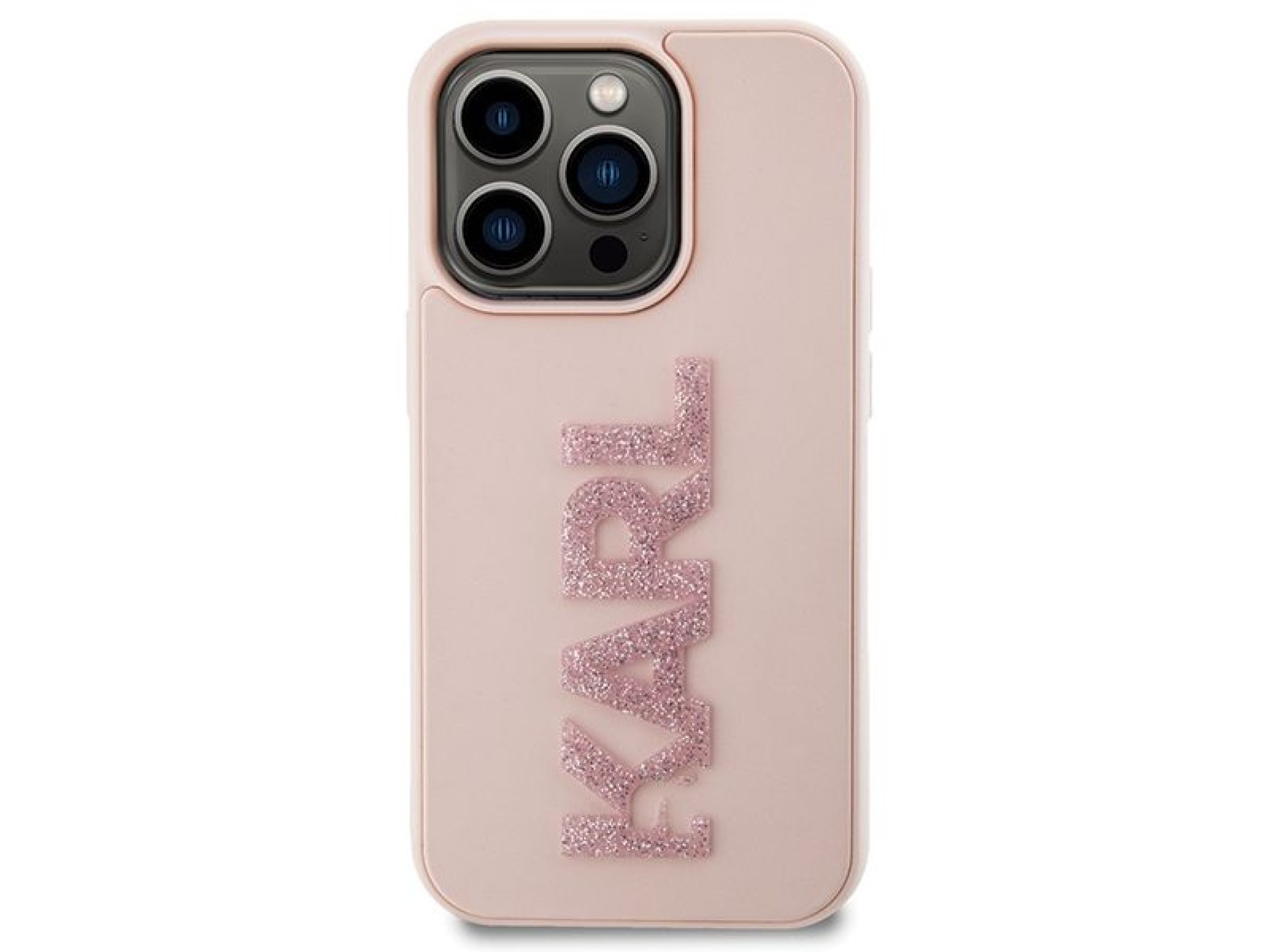 Karl Lagerfeld 3D Rubber Glitter Logo case for iPhone 15 Pro - pink