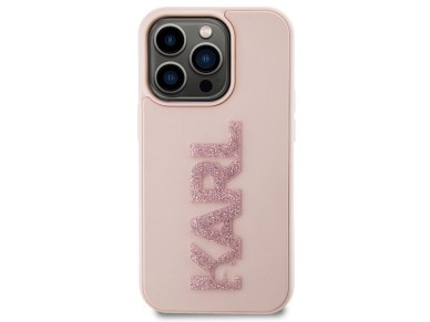 Karl Lagerfeld 3D Rubber Glitter Logo case for iPhone 15 Pro - pink