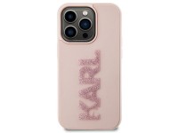 Karl Lagerfeld 3D Rubber Glitter Logo case for iPhone 15 Pro - pink