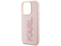 Karl Lagerfeld 3D Rubber Glitter Logo case for iPhone 15 Pro - pink