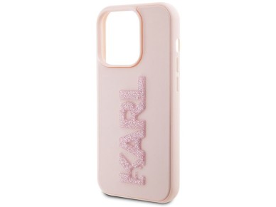 Karl Lagerfeld 3D Rubber Glitter Logo case for iPhone 15 Pro - pink