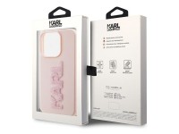 Karl Lagerfeld 3D Rubber Glitter Logo case for iPhone 15 Pro - pink