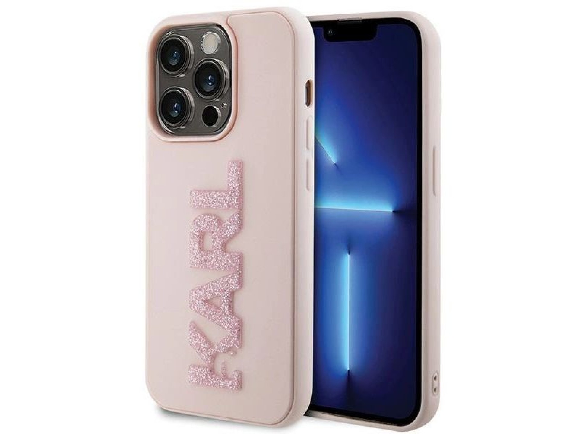 Funda con logo de goma 3D brillante de Karl Lagerfeld para iPhone 15 Pro Max - rosa