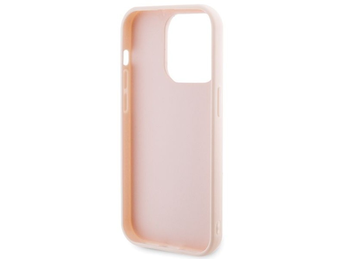 Funda con logo de goma 3D brillante de Karl Lagerfeld para iPhone 15 Pro Max - rosa