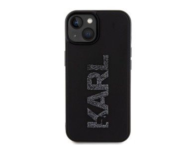 Karl Lagerfeld 3D Rubber Glitter Logo case for iPhone 15 - black Karl Lagerfeld 3D Rubber Glitter Logo case for iPhone 15 - black
