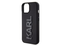 Capa para iPhone 15 com o logotipo Karl Lagerfeld em 3D com glitter e borracha - preta Capa para iPhone 15 com o logotipo Karl Lagerfeld em 3D com glitter e borracha - preta