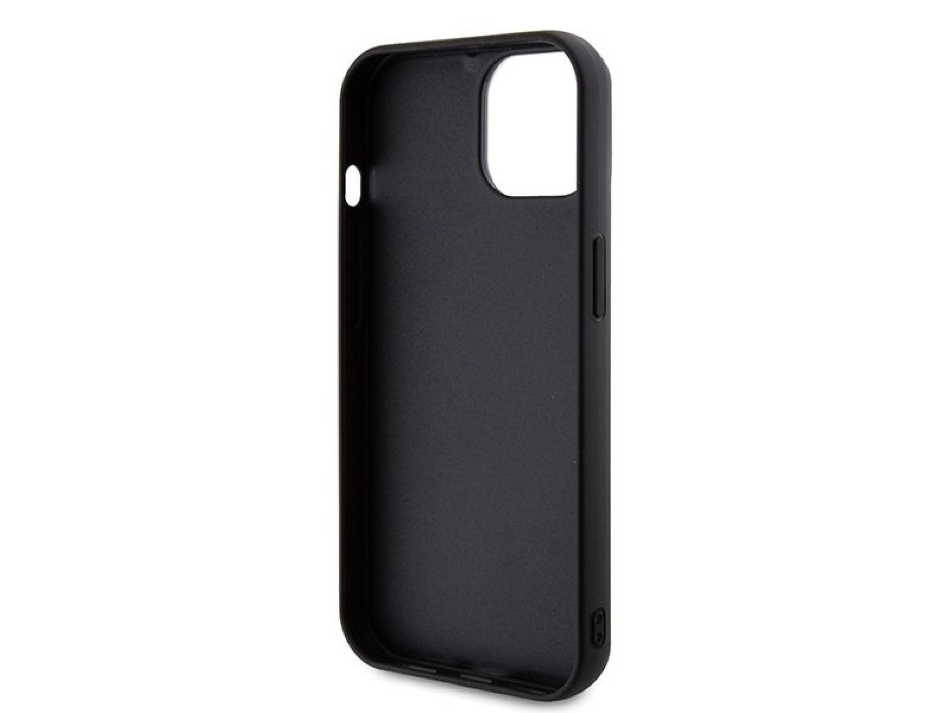 Capa para iPhone 15 com o logotipo Karl Lagerfeld em 3D com glitter e borracha - preta