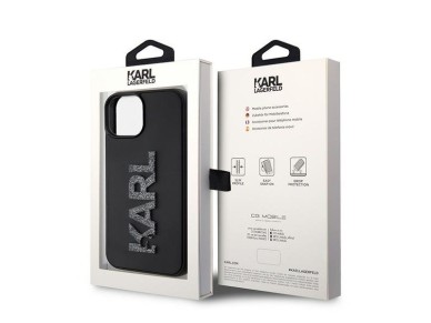 Karl Lagerfeld 3D Rubber Glitter Logo case for iPhone 15 - black Karl Lagerfeld 3D Rubber Glitter Logo case for iPhone 15 - black