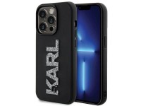 Capa para iPhone 15 Pro com o logotipo Karl Lagerfeld em 3D com glitter e borracha - Preta Capa para iPhone 15 Pro com o logotipo Karl Lagerfeld em 3D com glitter e borracha - Preta