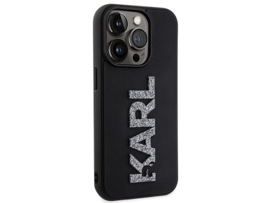 Karl Lagerfeld 3D Rubber Glitter Logo iPhone 15 Pro Case - Black Karl Lagerfeld 3D Rubber Glitter Logo iPhone 15 Pro Case - Black