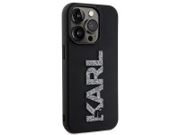 Capa para iPhone 15 Pro com o logotipo Karl Lagerfeld em 3D com glitter e borracha - Preta Capa para iPhone 15 Pro com o logotipo Karl Lagerfeld em 3D com glitter e borracha - Preta