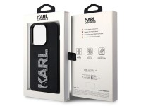 Capa para iPhone 15 Pro com o logotipo Karl Lagerfeld em 3D com glitter e borracha - Preta Capa para iPhone 15 Pro com o logotipo Karl Lagerfeld em 3D com glitter e borracha - Preta