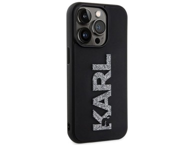 Capa para iPhone 15 Pro Max com logo Karl Lagerfeld em 3D com glitter - preta Capa para iPhone 15 Pro Max com logo Karl Lagerfeld em 3D com glitter - preta