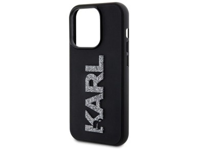 Capa para iPhone 15 Pro Max com logo Karl Lagerfeld em 3D com glitter - preta Capa para iPhone 15 Pro Max com logo Karl Lagerfeld em 3D com glitter - preta