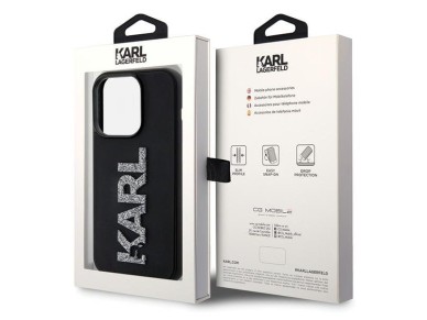 Capa para iPhone 15 Pro Max com logo Karl Lagerfeld em 3D com glitter - preta Capa para iPhone 15 Pro Max com logo Karl Lagerfeld em 3D com glitter - preta