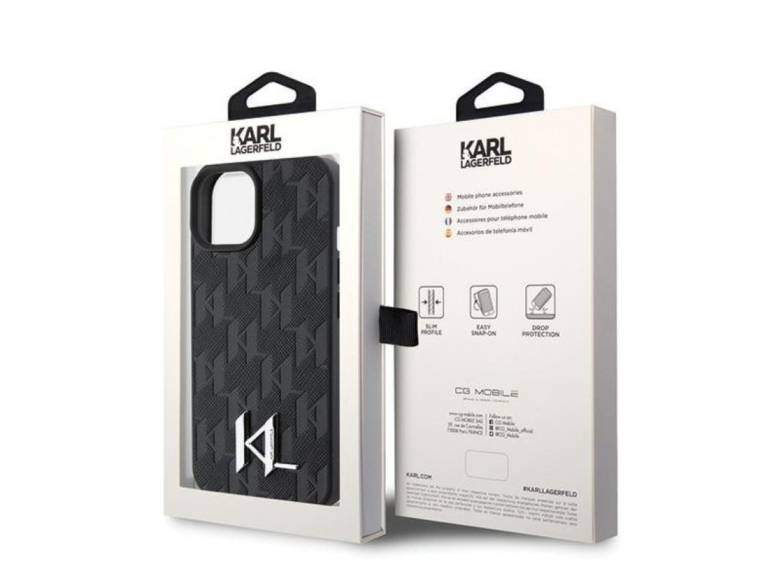 Karl Lagerfeld KLHCP15SPKLPKLK iPhone 15 / 14 / 13 6.1" black/black hardcase Leather Monogram Hot St