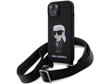 Karl Lagerfeld KLHCP15SSCBSKNK iPhone 15 6.1" hardcase black/black Crossbody Silicone Ikonik Karl Lagerfeld KLHCP15SSCBSKNK iPhone 15 6.1" hardcase black/black Crossbody Silicone Ikonik