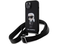 Capa rígida Karl Lagerfeld KLHCP15SSCBSKNK para iPhone 15 de 6,1 polegadas, preta/preta, transversal Capa rígida Karl Lagerfeld KLHCP15SSCBSKNK para iPhone 15 de 6,1 polegadas, preta/preta, transversal