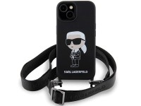 Capa rígida Karl Lagerfeld KLHCP15SSCBSKNK para iPhone 15 de 6,1 polegadas, preta/preta, transversal Capa rígida Karl Lagerfeld KLHCP15SSCBSKNK para iPhone 15 de 6,1 polegadas, preta/preta, transversal