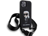 Capa rígida Karl Lagerfeld KLHCP15SSCBSKNK para iPhone 15 de 6,1 polegadas, preta/preta, transversal Capa rígida Karl Lagerfeld KLHCP15SSCBSKNK para iPhone 15 de 6,1 polegadas, preta/preta, transversal