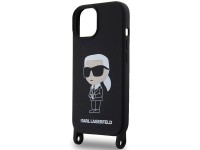 Capa rígida Karl Lagerfeld KLHCP15SSCBSKNK para iPhone 15 de 6,1 polegadas, preta/preta, transversal Capa rígida Karl Lagerfeld KLHCP15SSCBSKNK para iPhone 15 de 6,1 polegadas, preta/preta, transversal