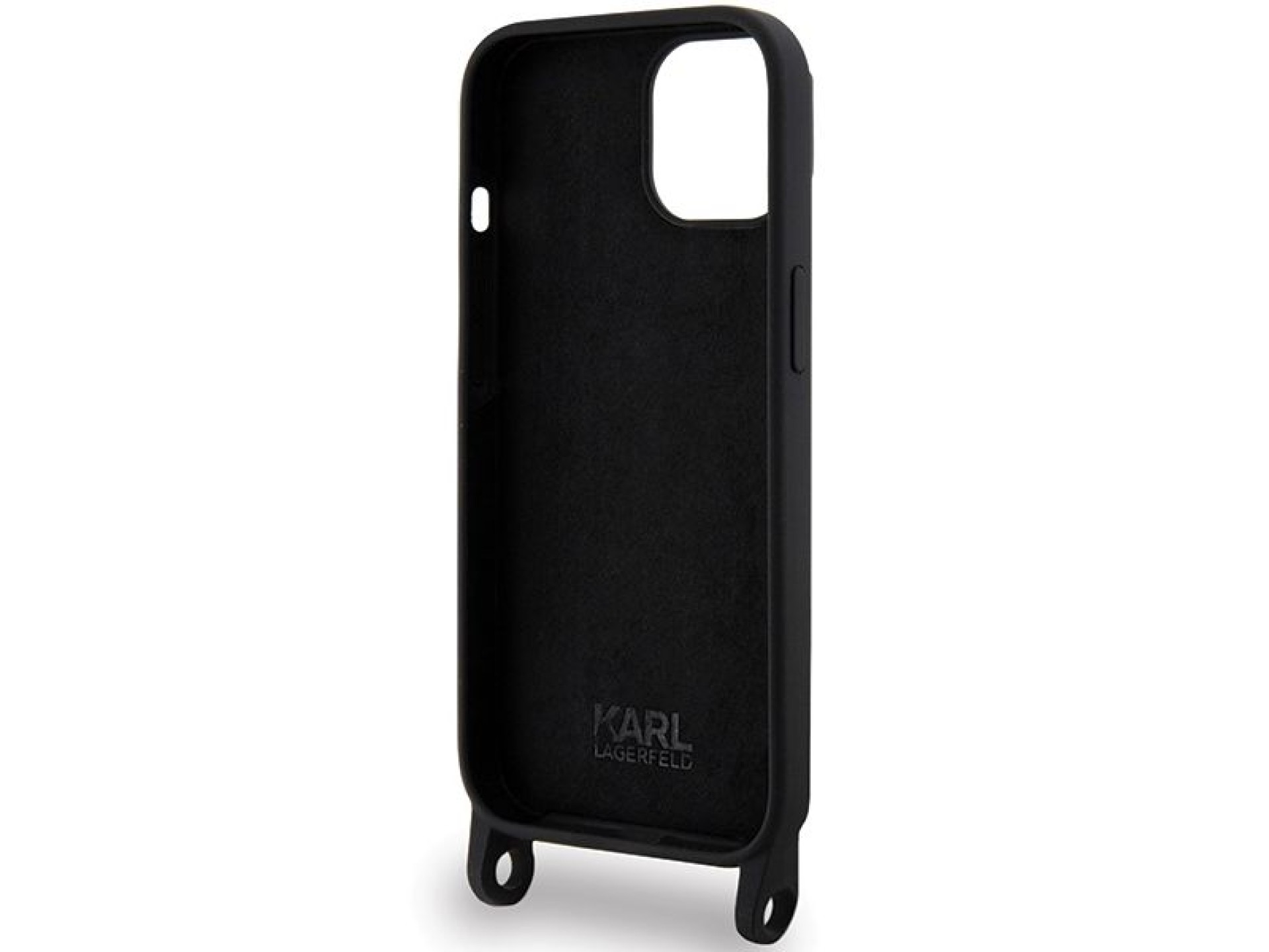 Capa rígida Karl Lagerfeld KLHCP15SSCBSKNK para iPhone 15 de 6,1 polegadas, preta/preta, transversal