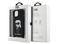 Capa rígida Karl Lagerfeld KLHCP15SSCBSKNK para iPhone 15 de 6,1 polegadas, preta/preta, transversal Capa rígida Karl Lagerfeld KLHCP15SSCBSKNK para iPhone 15 de 6,1 polegadas, preta/preta, transversal