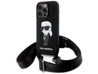 Karl Lagerfeld KLHCP15XSCBSKNK iPhone 15 Pro Max 6.7" funda rígida negra/negra con correa cruzada de Karl Lagerfeld KLHCP15XSCBSKNK iPhone 15 Pro Max 6.7" funda rígida negra/negra con correa cruzada de