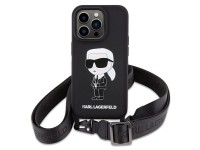 Karl Lagerfeld KLHCP15XSCBSKNK iPhone 15 Pro Max 6.7" funda rígida negra/negra con correa cruzada de Karl Lagerfeld KLHCP15XSCBSKNK iPhone 15 Pro Max 6.7" funda rígida negra/negra con correa cruzada de