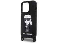 Karl Lagerfeld KLHCP15XSCBSKNK iPhone 15 Pro Max 6.7" funda rígida negra/negra con correa cruzada de Karl Lagerfeld KLHCP15XSCBSKNK iPhone 15 Pro Max 6.7" funda rígida negra/negra con correa cruzada de