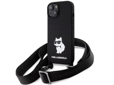 Karl Lagerfeld KLHCP15SSCBSCNK iPhone 15 6.1" hardcase black/black Crossbody Silicone Choupette Karl Lagerfeld KLHCP15SSCBSCNK iPhone 15 6.1" hardcase black/black Crossbody Silicone Choupette