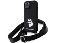 Karl Lagerfeld KLHCP15SSCBSCNK iPhone 15 6.1" hardcase black/black Crossbody Silicone Choupette Karl Lagerfeld KLHCP15SSCBSCNK iPhone 15 6.1" hardcase black/black Crossbody Silicone Choupette