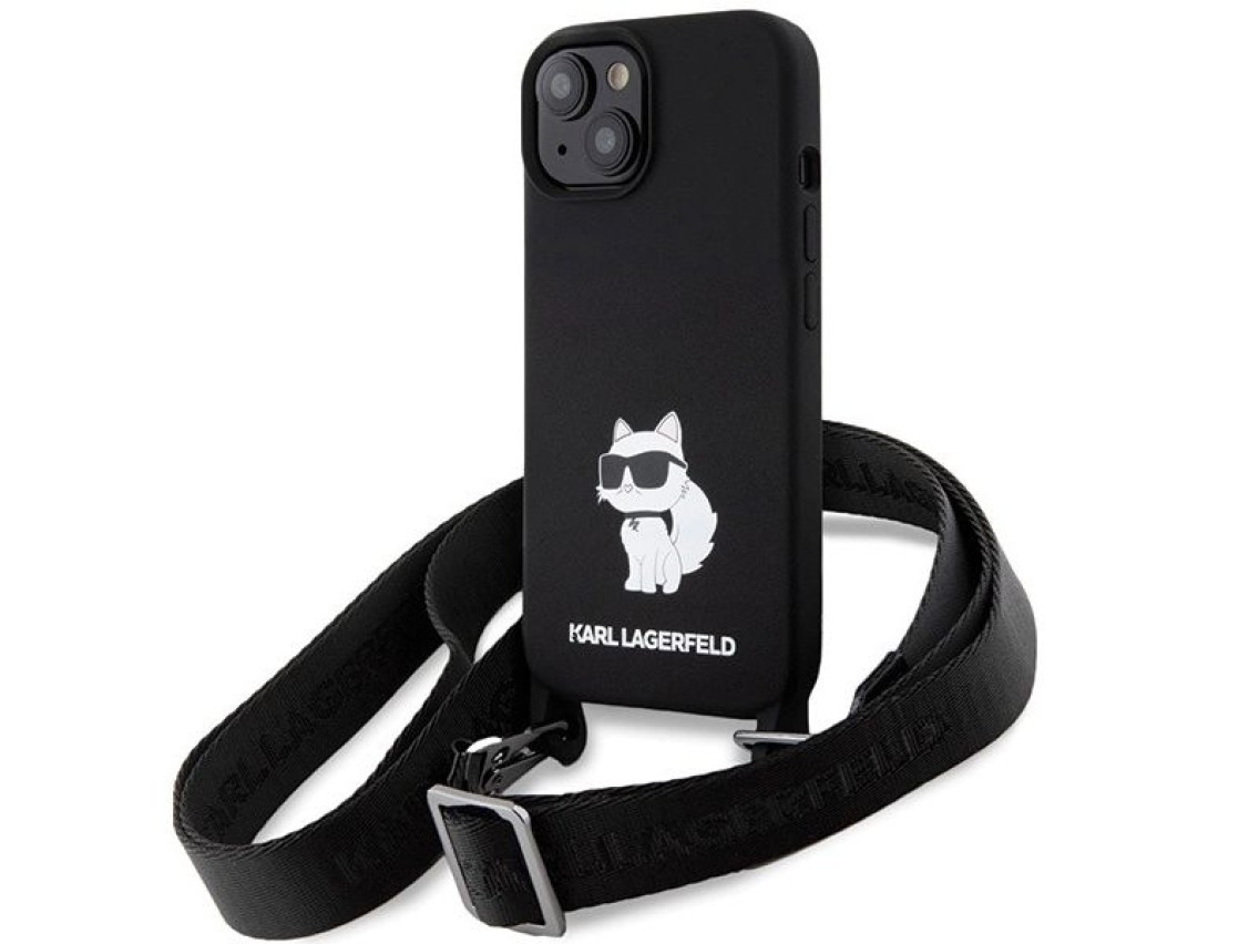 Karl Lagerfeld KLHCP15SSCBSCNK iPhone 15 6.1" hardcase black/black Crossbody Silicone Choupette