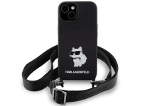 Karl Lagerfeld KLHCP15SSCBSCNK iPhone 15 6.1" hardcase black/black Crossbody Silicone Choupette Karl Lagerfeld KLHCP15SSCBSCNK iPhone 15 6.1" hardcase black/black Crossbody Silicone Choupette