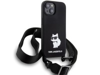 Karl Lagerfeld KLHCP15SSCBSCNK iPhone 15 6.1" hardcase black/black Crossbody Silicone Choupette Karl Lagerfeld KLHCP15SSCBSCNK iPhone 15 6.1" hardcase black/black Crossbody Silicone Choupette