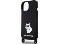 Karl Lagerfeld KLHCP15SSCBSCNK iPhone 15 6.1" hardcase black/black Crossbody Silicone Choupette Karl Lagerfeld KLHCP15SSCBSCNK iPhone 15 6.1" hardcase black/black Crossbody Silicone Choupette