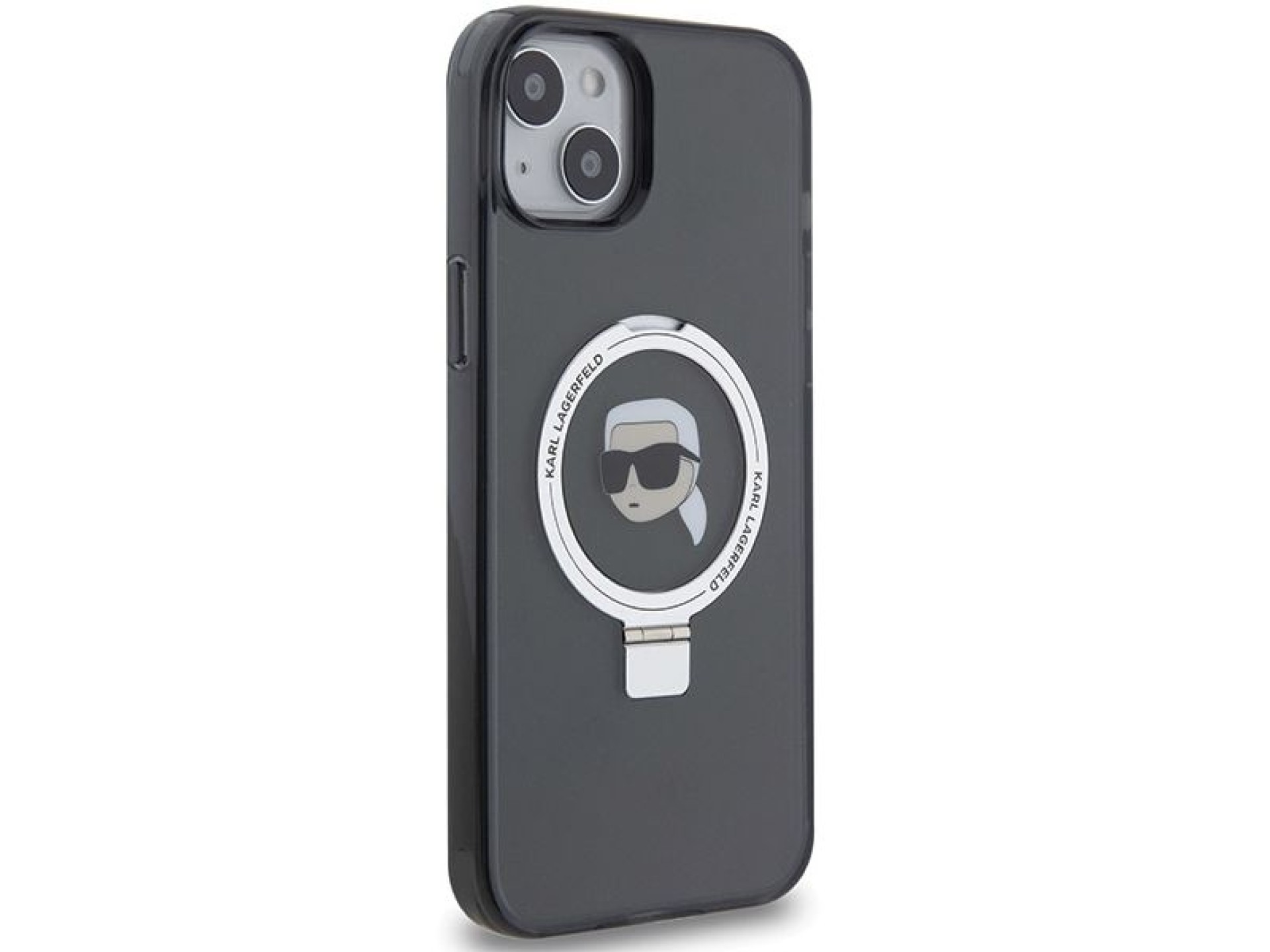 Capa MagSafe Karl Lagerfeld Ring Stand Karl Head para iPhone 15 Plus / 14 Plus - Preta