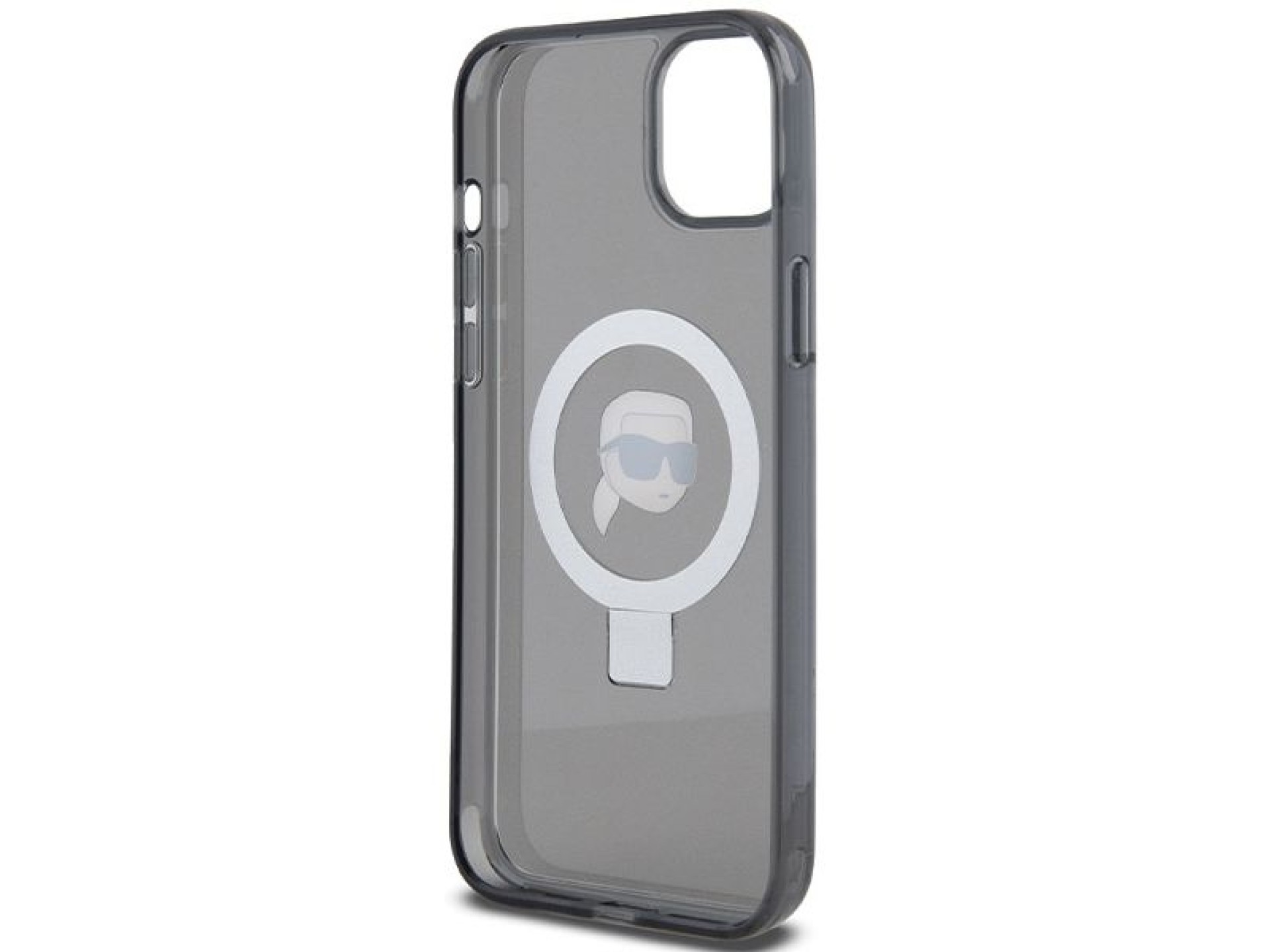 Capa MagSafe Karl Lagerfeld Ring Stand Karl Head para iPhone 15 Plus / 14 Plus - Preta