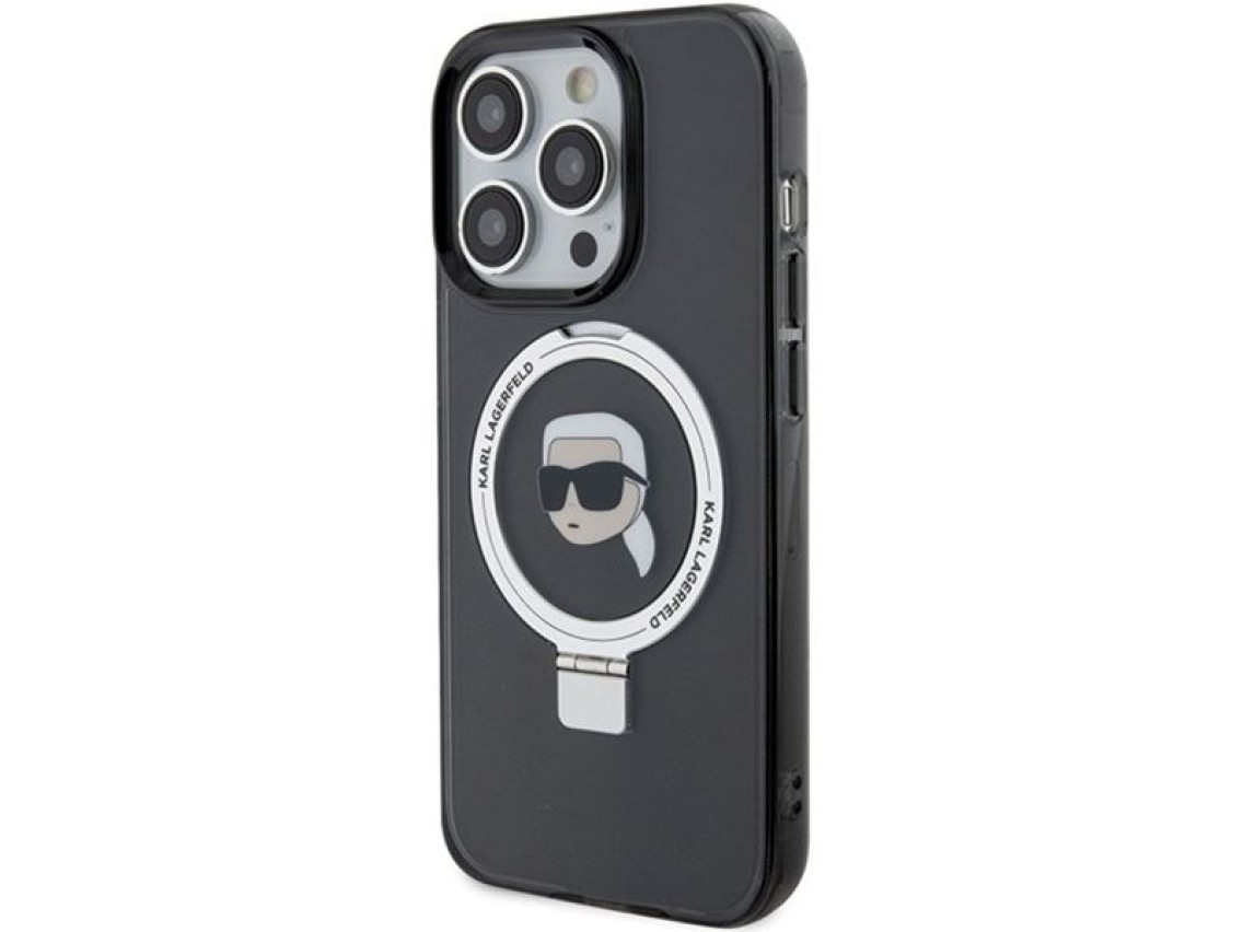 Karl Lagerfeld KLHMP15LHMRSKHK iPhone 15 Pro 6.1" negro/negro estuche rígido Soporte de anillo Karl
