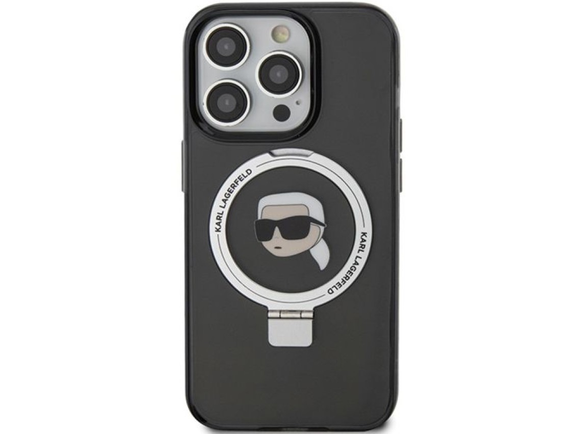 Karl Lagerfeld KLHMP15LHMRSKHK iPhone 15 Pro 6.1" negro/negro estuche rígido Soporte de anillo Karl