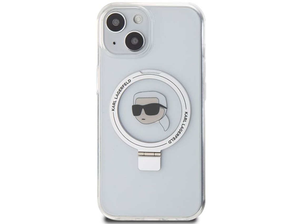 Karl Lagerfeld KLHMP15SHMRSKHH iPhone 15 6.1" blanco/blanco estuche r�gido Soporte de anillo Karl He