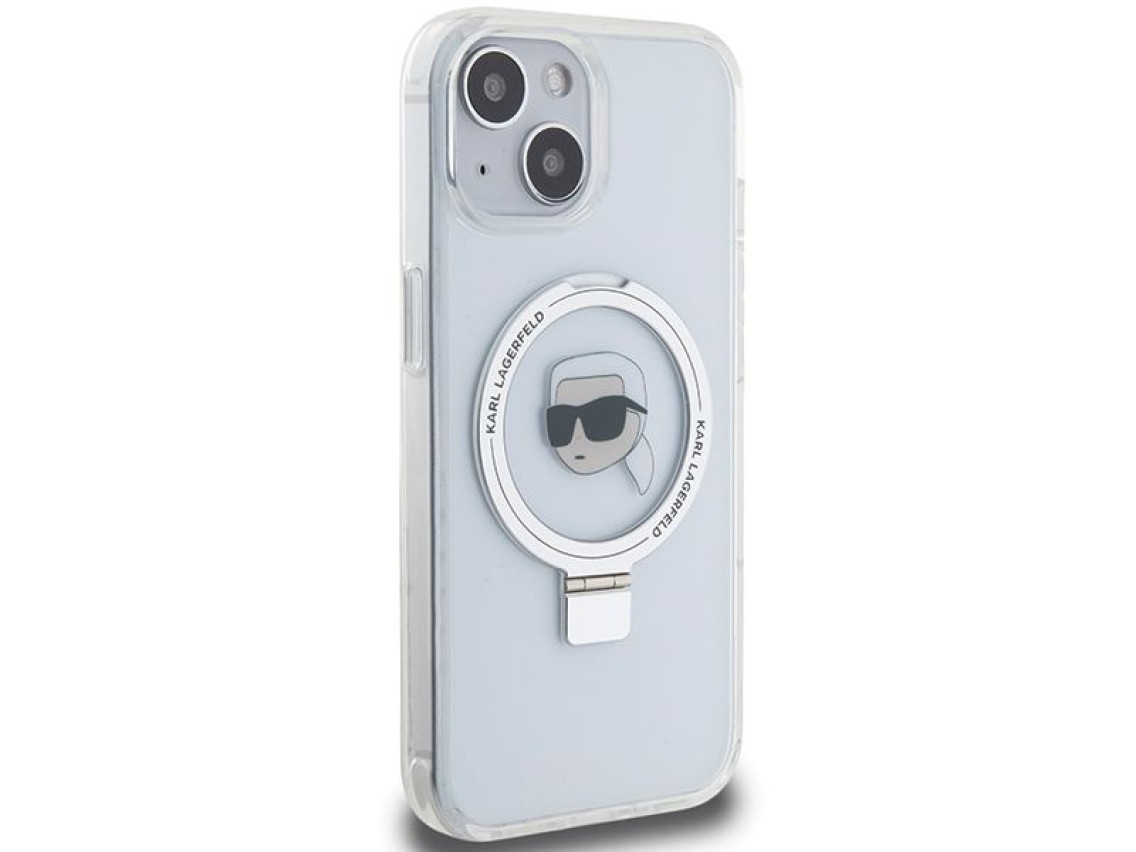 Karl Lagerfeld KLHMP15SHMRSKHH iPhone 15 6.1" blanco/blanco estuche r�gido Soporte de anillo Karl He