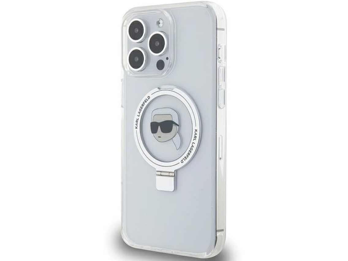 Karl Lagerfeld KLHMP15LHMRSKHH iPhone 15 Pro 6.1" blanco/blanco estuche rígido Soporte de anillo Kar