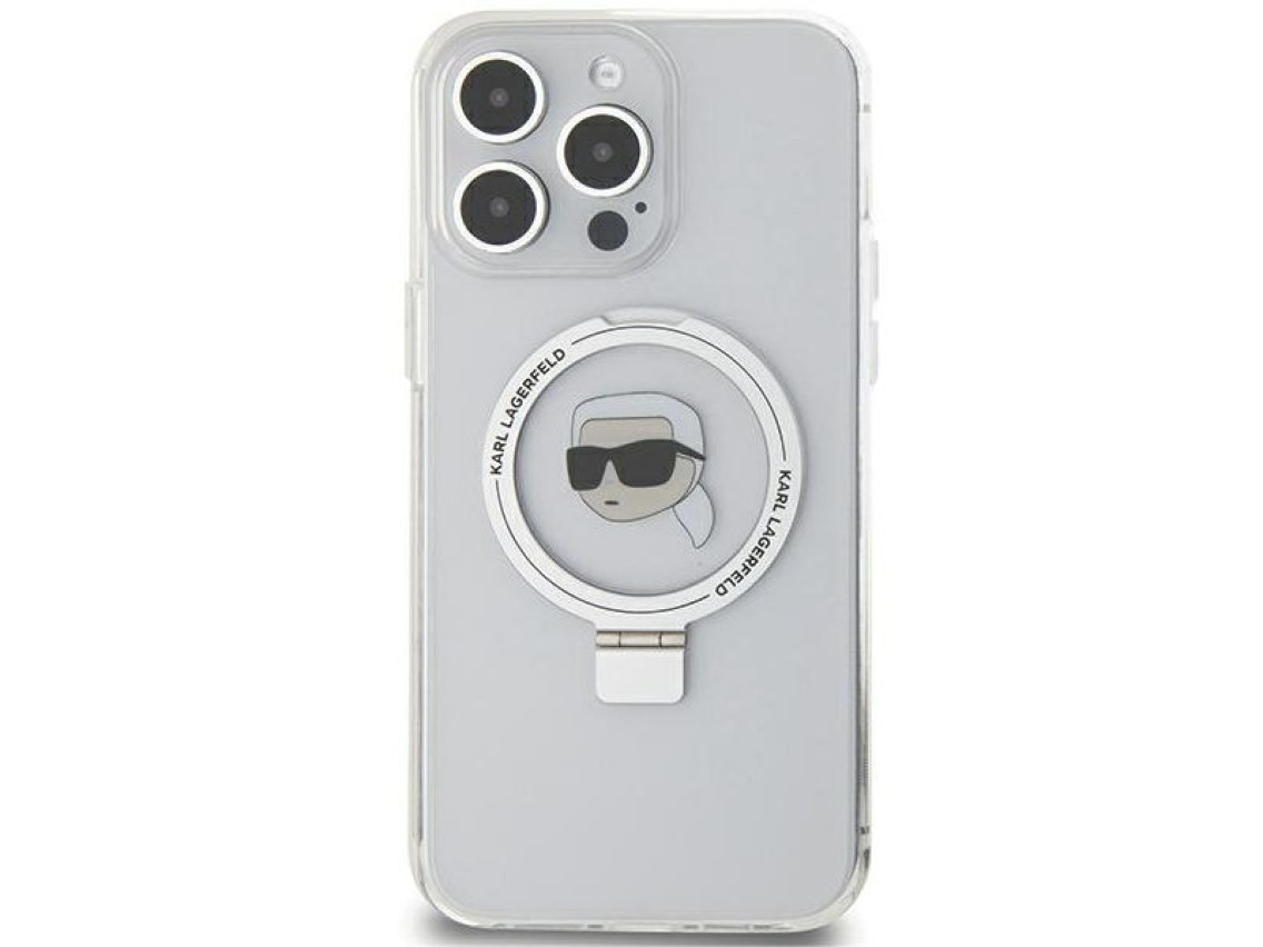 Karl Lagerfeld KLHMP15LHMRSKHH iPhone 15 Pro 6.1" blanco/blanco estuche rígido Soporte de anillo Kar