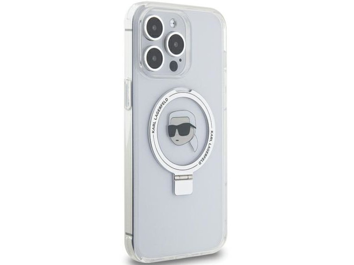 Karl Lagerfeld KLHMP15LHMRSKHH iPhone 15 Pro 6.1" blanco/blanco estuche rígido Soporte de anillo Kar