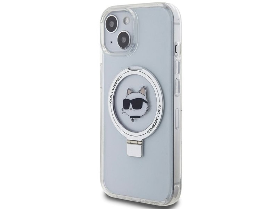Karl Lagerfeld KLHMP15MHMRSCHH iPhone 15 Plus 6.7" blanco/blanco estuche rígido Soporte de anillo Ch