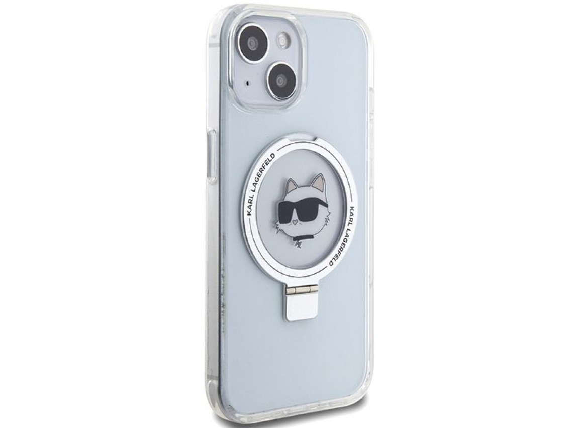Karl Lagerfeld KLHMP15MHMRSCHH iPhone 15 Plus 6.7" blanco/blanco estuche rígido Soporte de anillo Ch