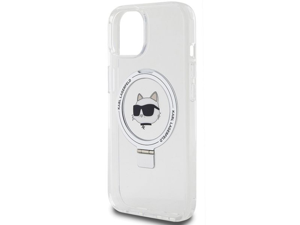Karl Lagerfeld KLHMP15MHMRSCHH iPhone 15 Plus 6.7" blanco/blanco estuche rígido Soporte de anillo Ch